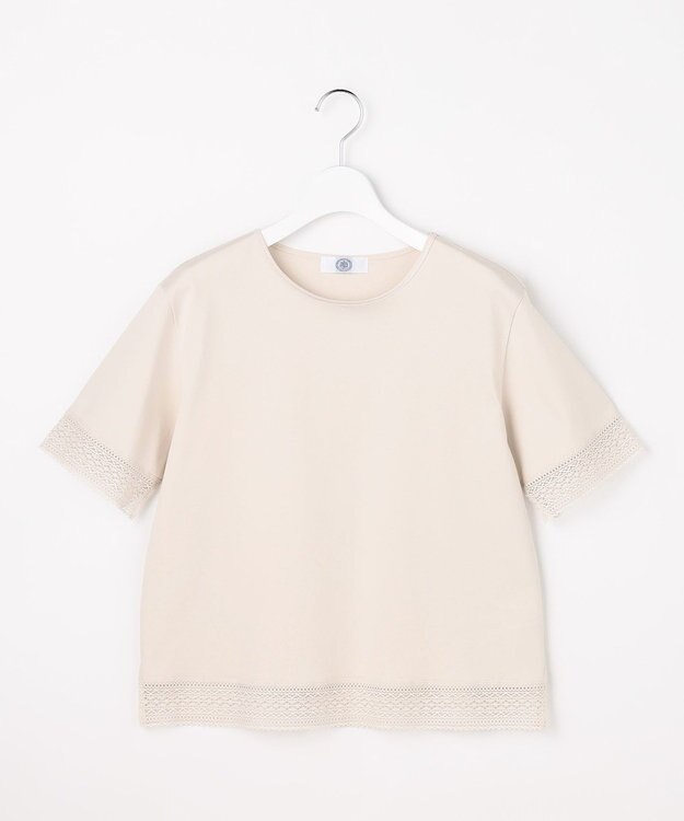 J.PRESS LADIES 【一枚で着映え】コットンスムース レース カットソー グレージュ系