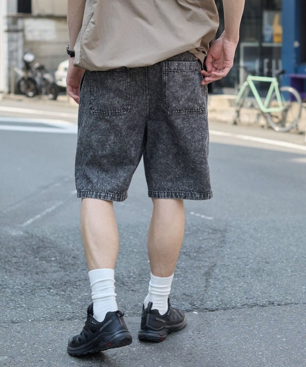 WEGO 【ウエストゴム/SMLサイズ展開】イージーコットンショーツ デニムブラックソノタ