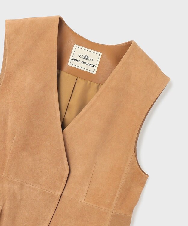 GRACE CONTINENTAL ルーズスエードジレジャケット キャメル