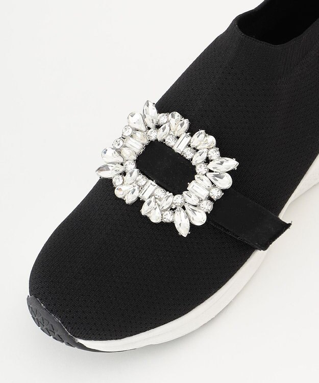 Feroux ビジュー付きニット スニーカー ブラック系