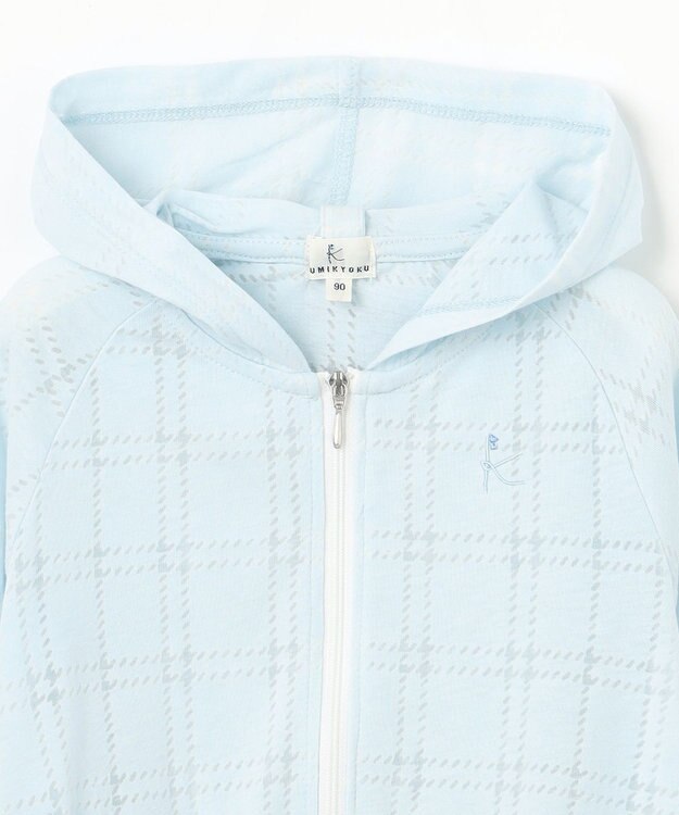 組曲 KIDS 【90-100㎝】オパールチェック パーカー サックスブルー系