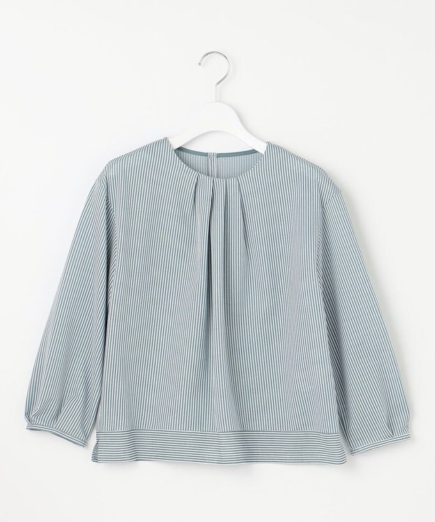 J.PRESS LADIES S 【WEB限定カラーあり】ストライプジャカード フロントタック カットソー グリーン系1