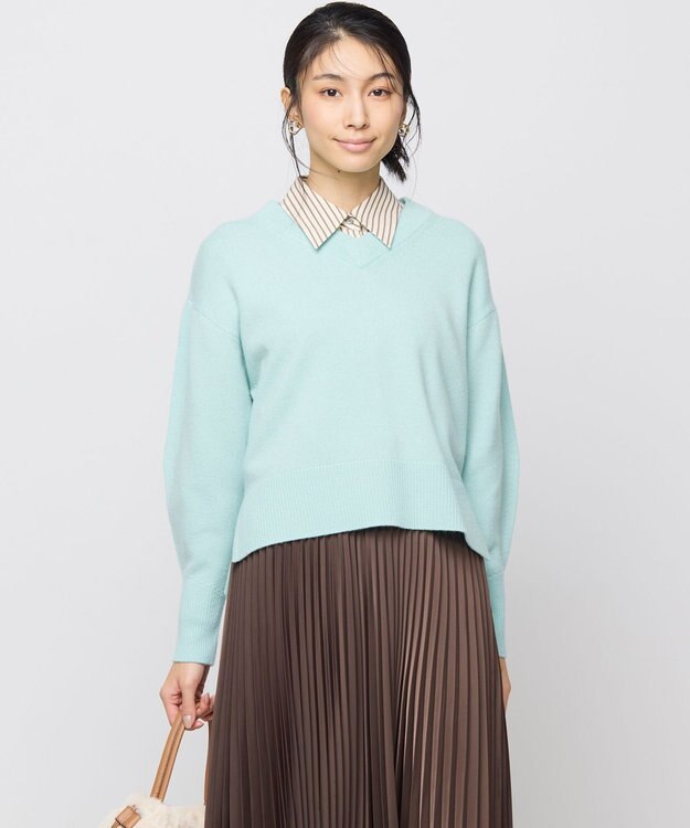 組曲 【8色展開・手洗い可】ウールカシミヤミックス Vネックニット 【WEB限定】サックスブルー系9