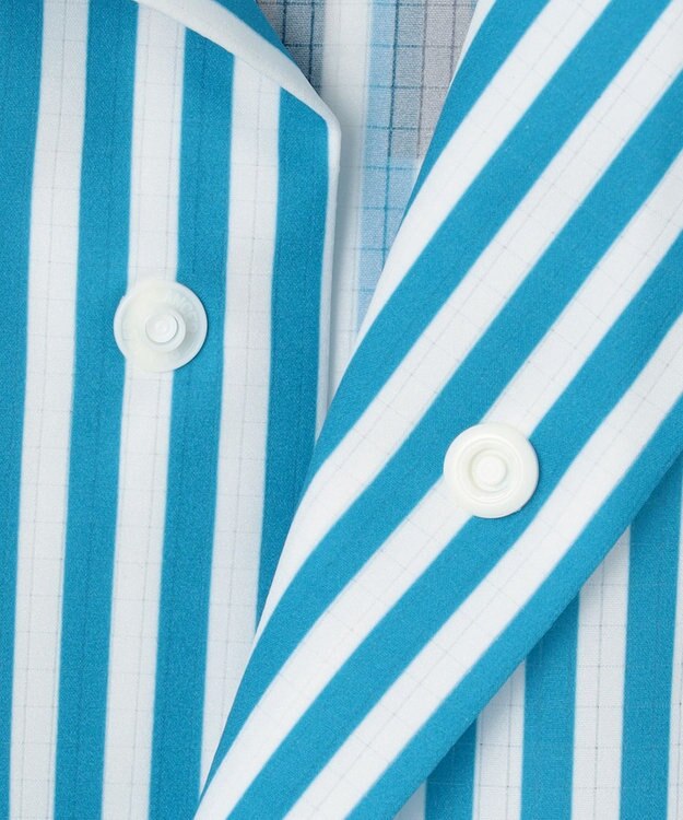 PW CIRCULUS 【高通気 / 軽撥水 / 軽量のDotAir 使用】【MEN】ストライプ柄オープンカラー サックスブルー系2