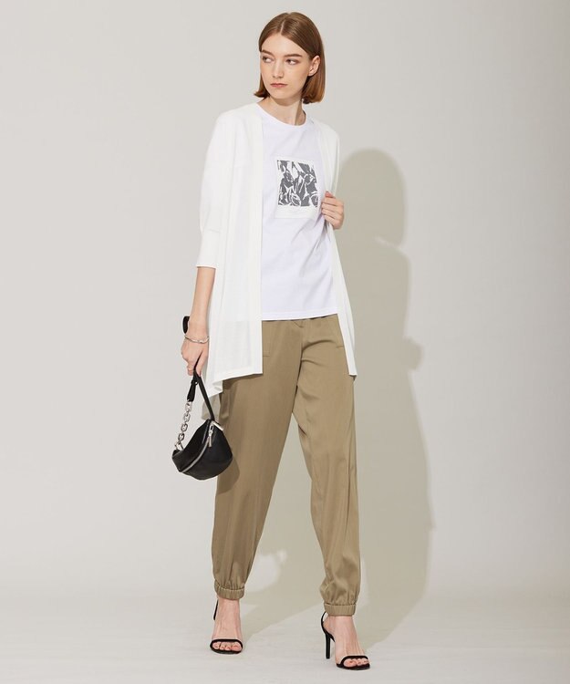 ICB 【洗える】ドライコットンアセテート ドルマンスリーブカーディガン オフホワイト系