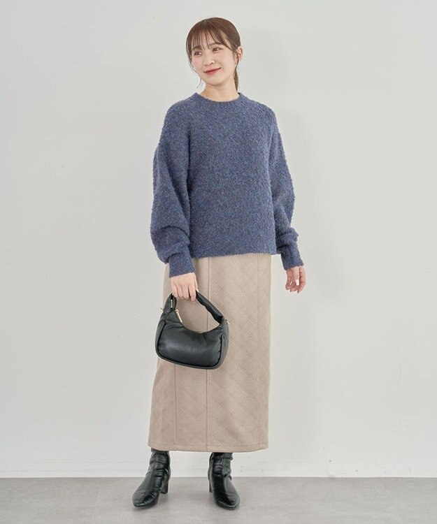 Green Parks ・ＥＬＥＮＣＡＲＥ　ＤＵＥ　エンボスナロースカート Gray Beige