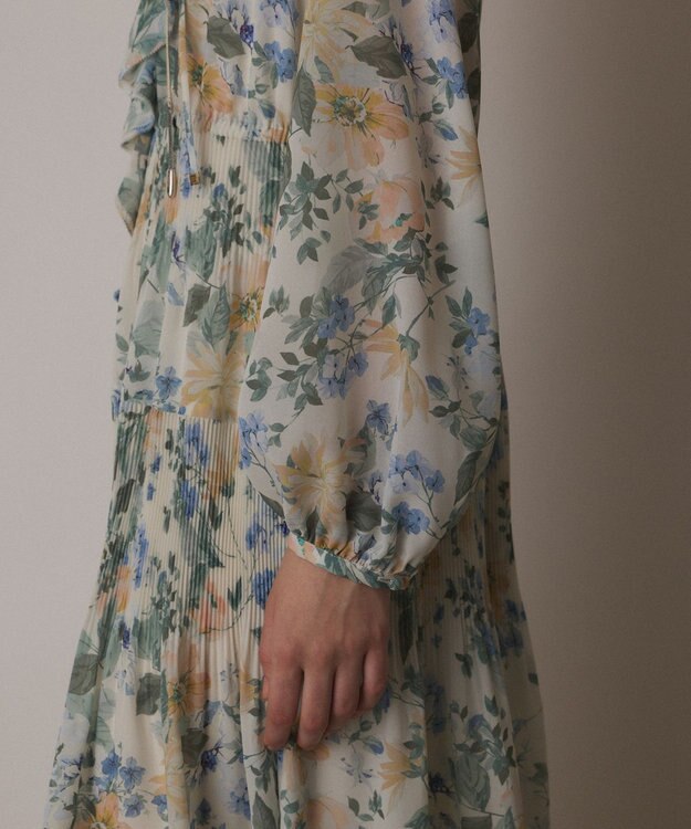 GRACE CONTINENTAL フラワープリントカフタンドレス キナリ