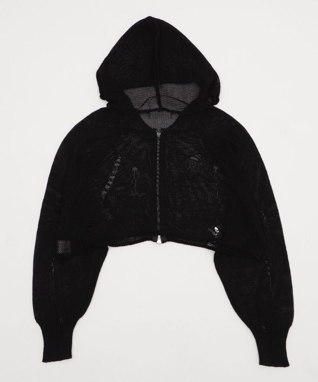 WEGO ダメージメッシュショートパーカー ブラック