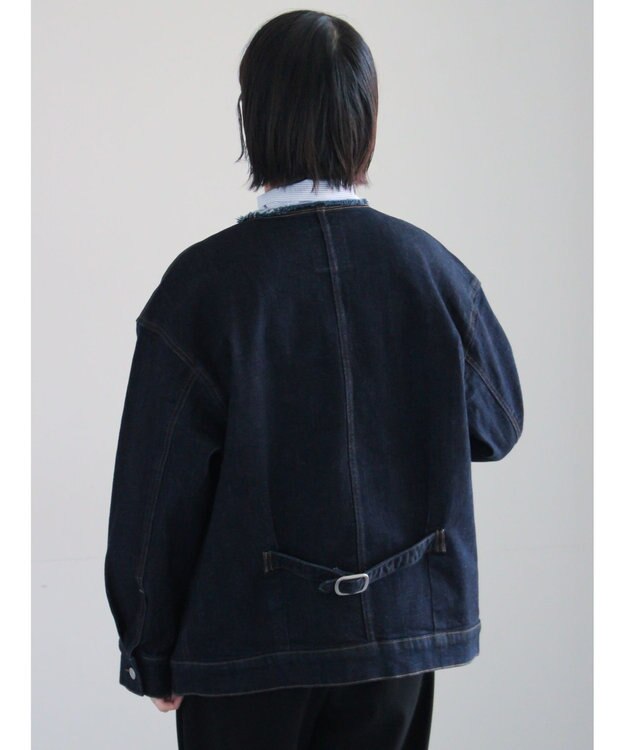 Te chichi ノーカラーデニムジャケット ネイビー