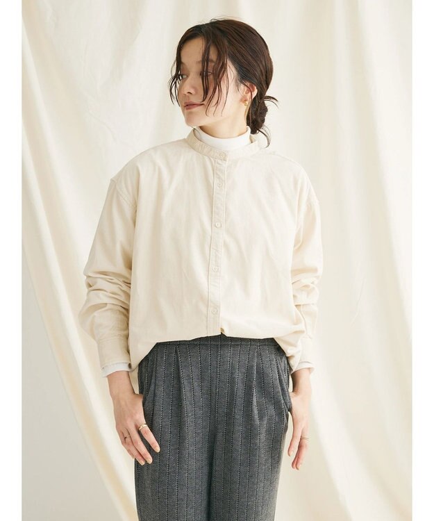 CRAFT STANDARD BOUTIQUE コーデュロイバンドカラーシャツ Ivory