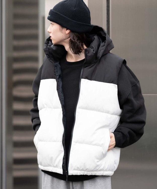 WEGO 【25年秋冬新作/ユニセックス着用ITEM/MLサイズ展開】2WAYパファーベスト ホワイト