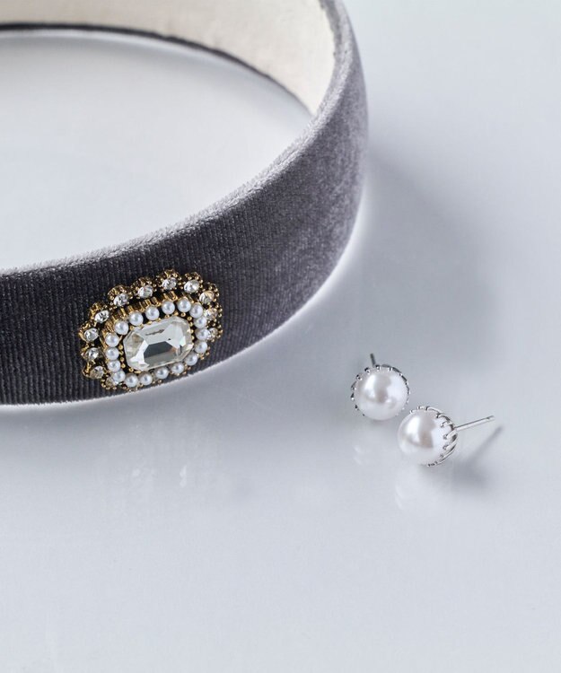 Phoebe <オンワード限定セット>トゥウィンクルフレームパールピアス×クラッシービジューカチューシャ シルバー シルバー