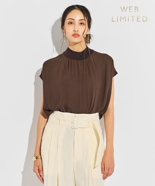 BEIGE， 【WEB限定】MONSTERA / ニットブラウス Brown