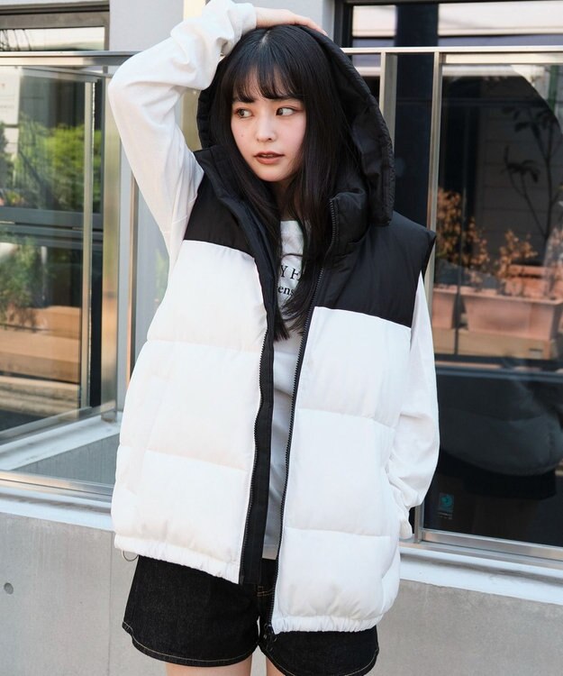 WEGO 【25年秋冬新作/ユニセックス着用ITEM/MLサイズ展開】2WAYパファーベスト ホワイト