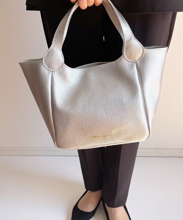 Hekhèr Le Style de Vie 新素材・新色【日本製/セレモニーにも】シュリンクレザー ハンドバッグ small シルバー シルバー