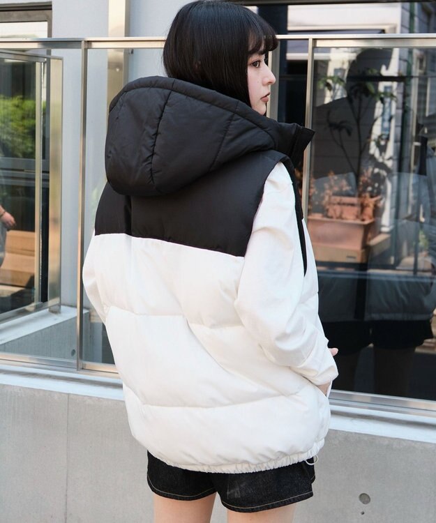 WEGO 【25年秋冬新作/ユニセックス着用ITEM/MLサイズ展開】2WAYパファーベスト ホワイト