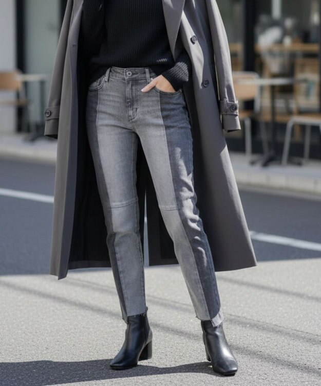 OP／FILA 【OP】美脚パッチワークデニム ブラック