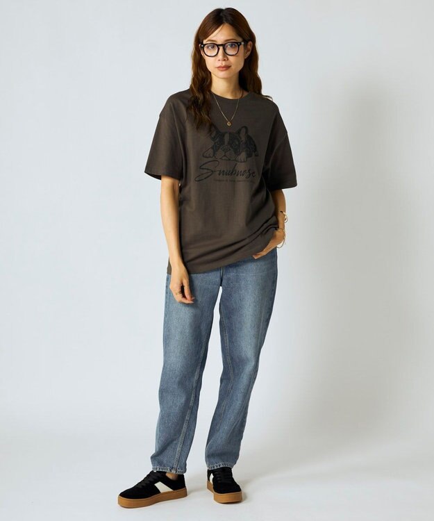 OP／FILA 【Ocean Pacific】かすれプリントTシャツ チャコールグレー