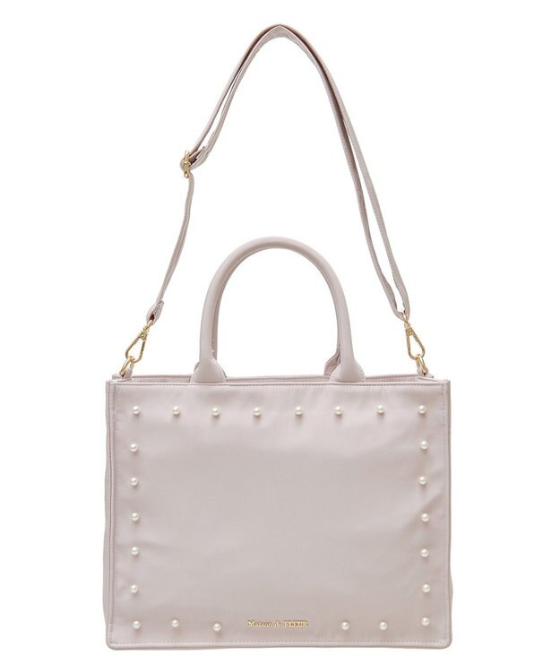 Maison de FLEUR パール2Wayトートバッグ Grayish Pink