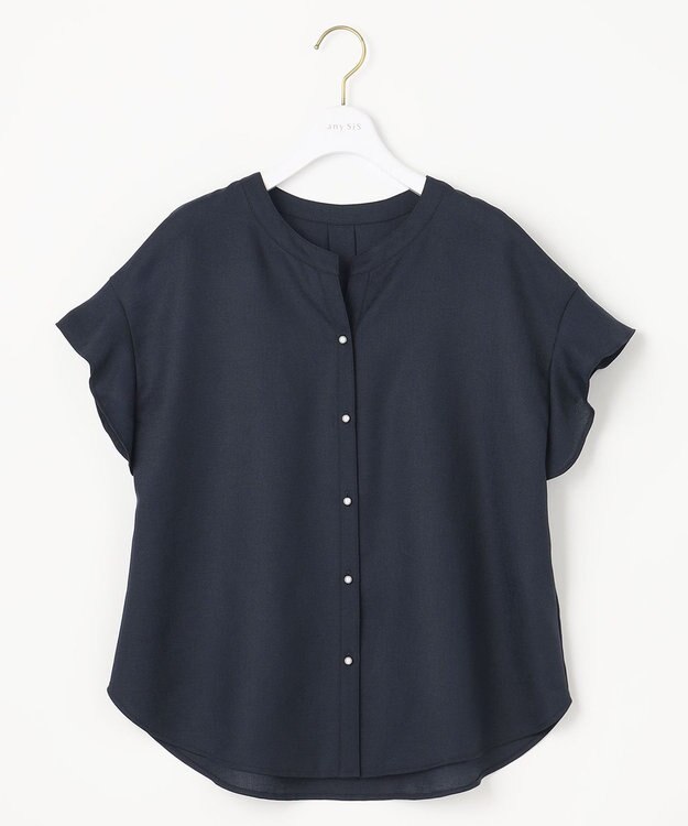 ANY SIS 【美人百花6月号掲載】スムージーポリエステル ブラウス ネイビー