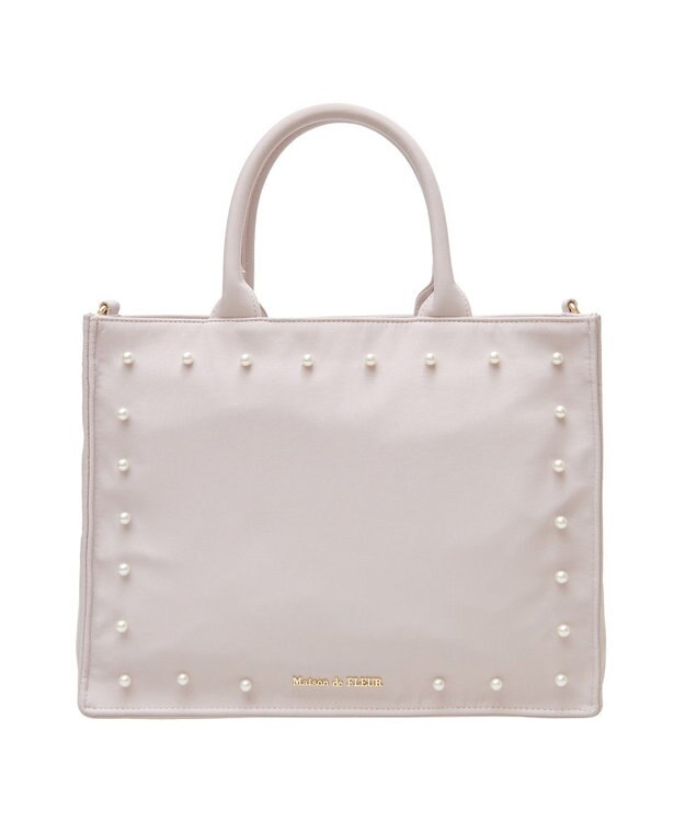 Maison de FLEUR パール2Wayトートバッグ Grayish Pink