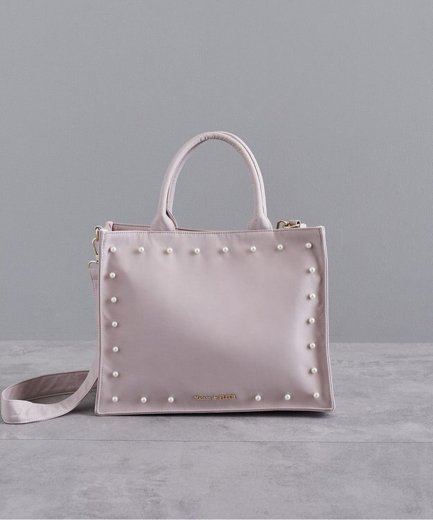 Maison de FLEUR パール2Wayトートバッグ Grayish Pink