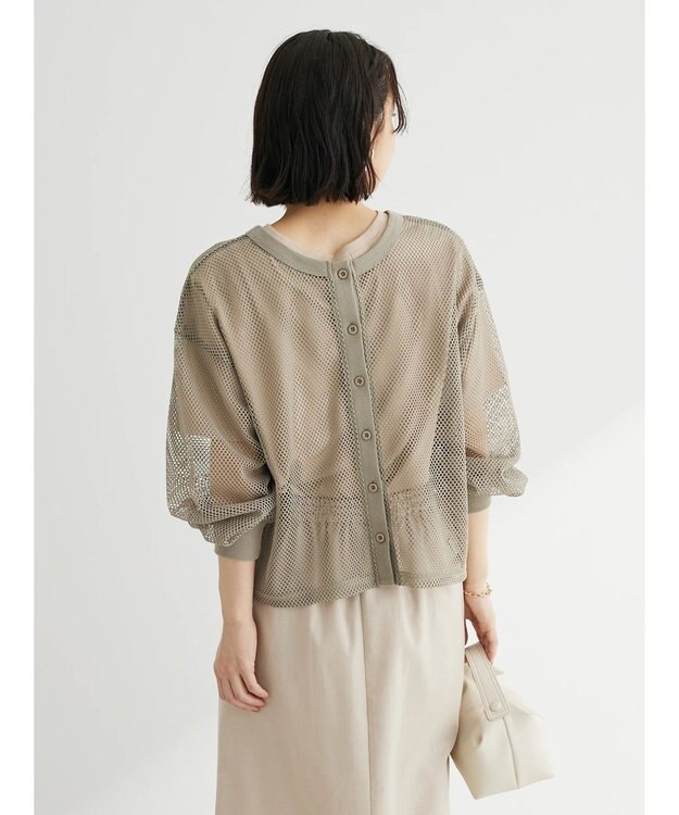 Green Parks ・ＥＬＥＮＣＡＲＥ　ＤＵＥ　２ｗａｙメッシュカーディガン Khaki