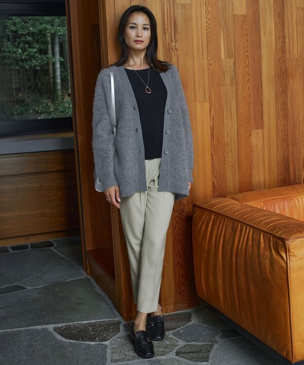 ICB フォックスカシミヤ カーディガン ライトグレー系