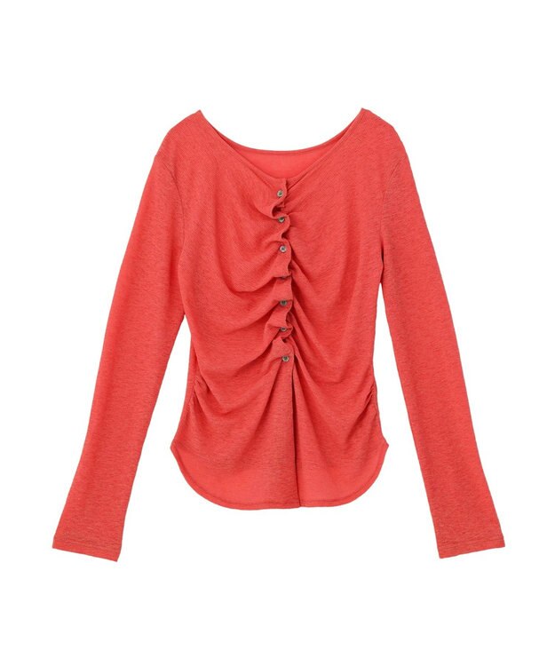 earth music&ecology 【予約】シアーワッフルタックボタントップス レッド