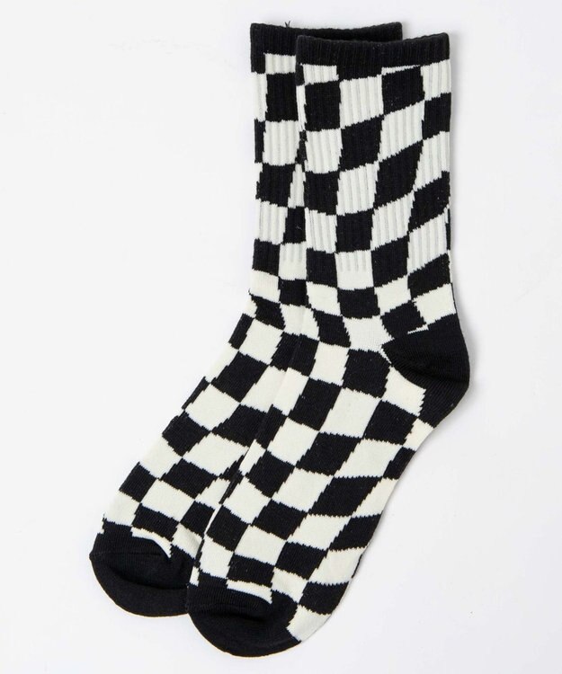 WEGO ウェーブチェッカーソックス ブラックその他