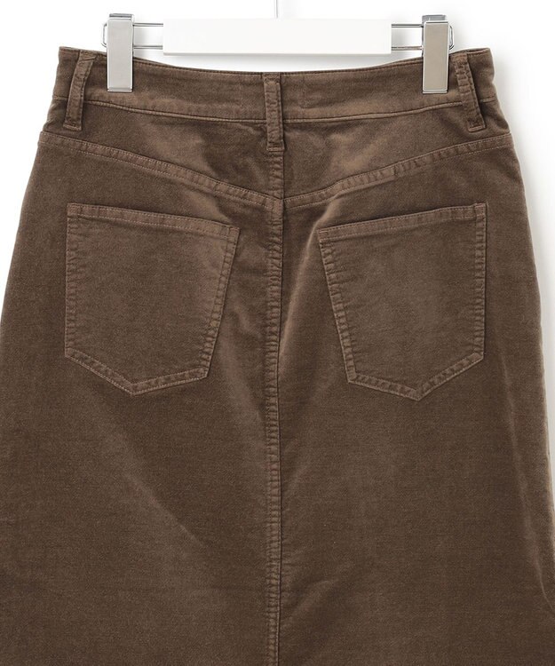 23区 【洗える】23区DENIM ベルベットストレッチ Aライン スカート モカ