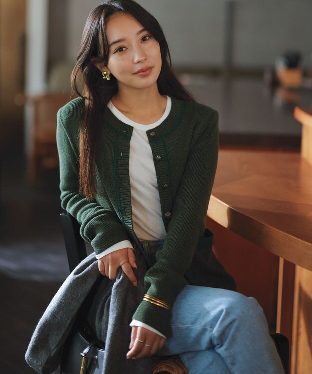 uncrave 【モデル村岡美里さん × uncrave STANDARD】ニットジャケット グリーン