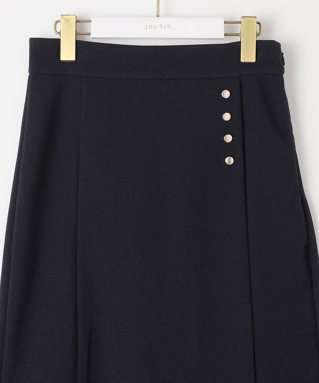 ANY SIS 【洗える】メルトンジャージー スカート ネイビー
