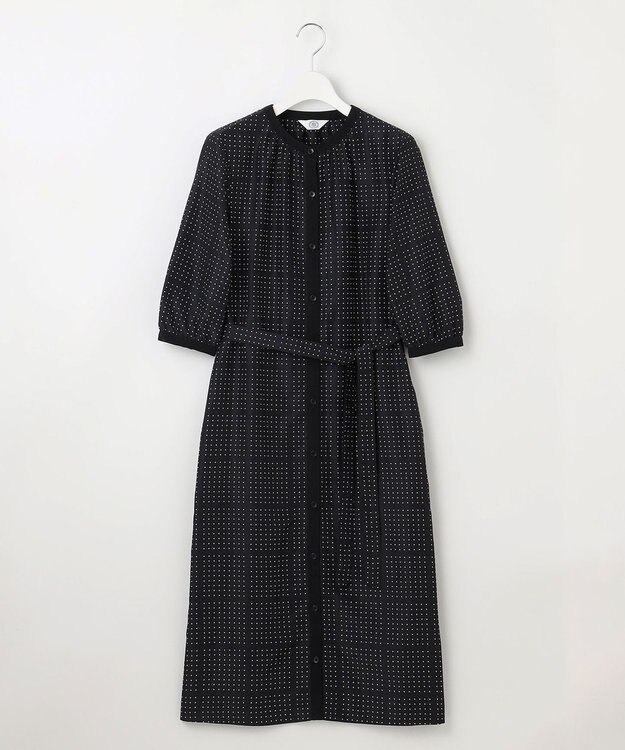 J.PRESS LADIES L 【洗える】ブロックドットプリント ワンピース ネイビー系5