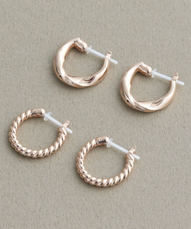 Phoebe 【金属アレルギー対応】ウェーブフープセラミックピアス　シャンパンゴールド シャンパンゴールド