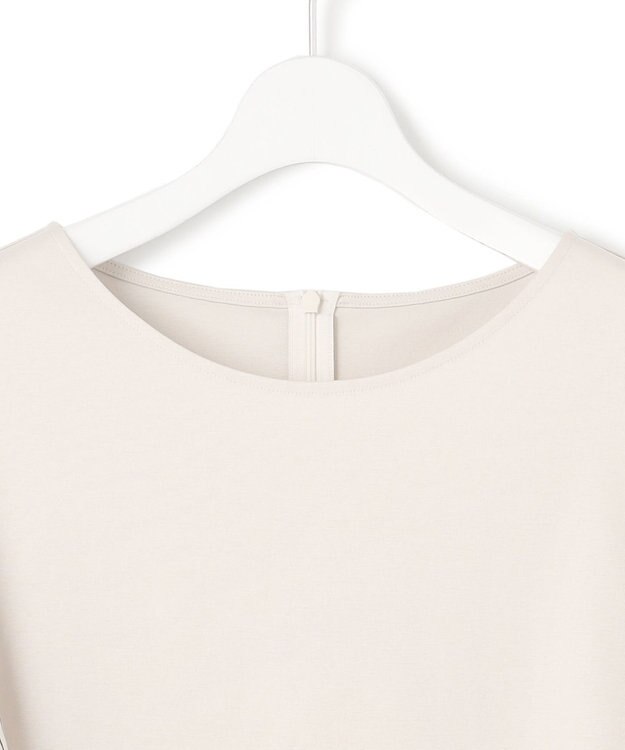 23区 L 【Lサイズ限定/洗える】スカーフプリントコンビ スリーブデザイン カットソー ベージュ×ブラック