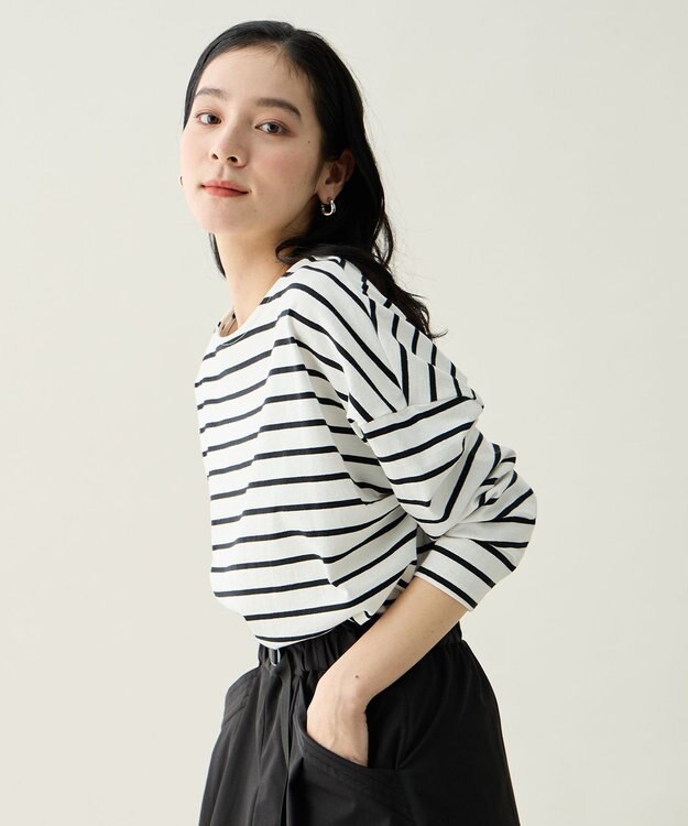 ANY L コクーンボーダープルオーバー ブラック