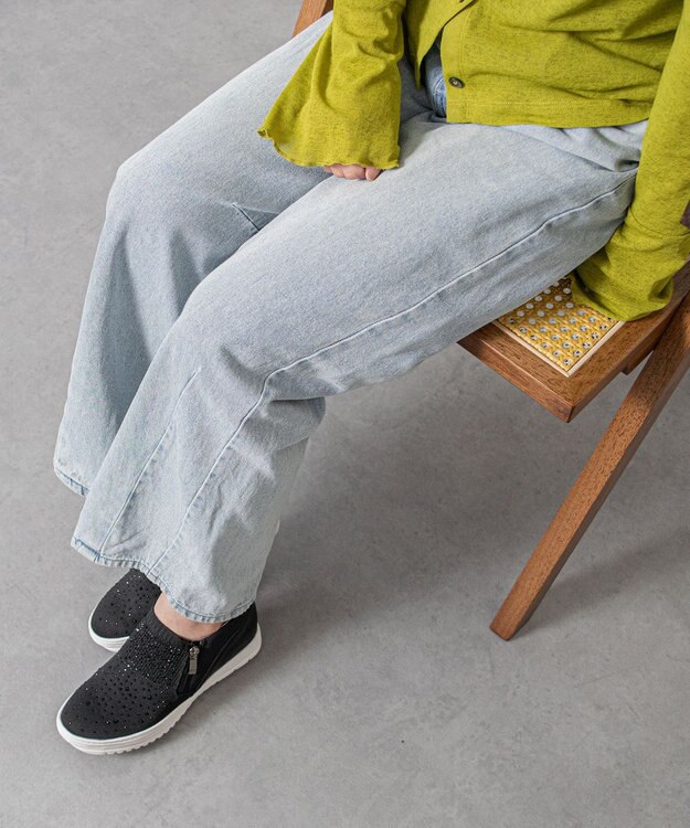 Bridget Birkin 【Round About】ラインストーンインヒールスニーカー ブラックコンビ