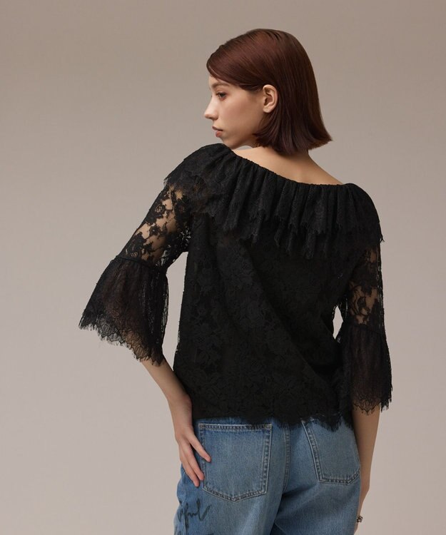 GRACE CONTINENTAL レースコンビフリルブラウス ブラック
