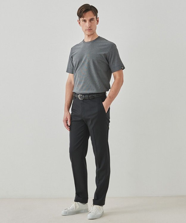 GOTAIRIKU ロングセラー【洗える/折り目加工/シワになりにくい/ウエストアジャスター】ウォッシャブル サマーウール100％パンツ_限定色(ノータック)25年モデル ブラック系