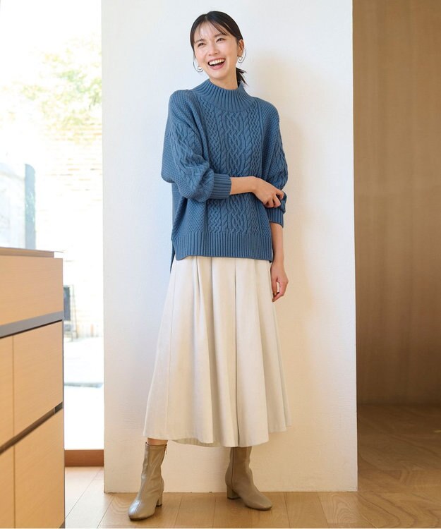 ANY L 【洗濯機可・ウエストゴム】サンディングピーチ スカーチョ ベージュ系