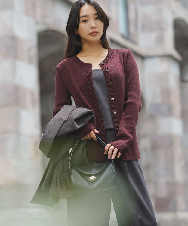 uncrave 【モデル村岡美里さん × uncrave STANDARD】ニットジャケット ボルドー