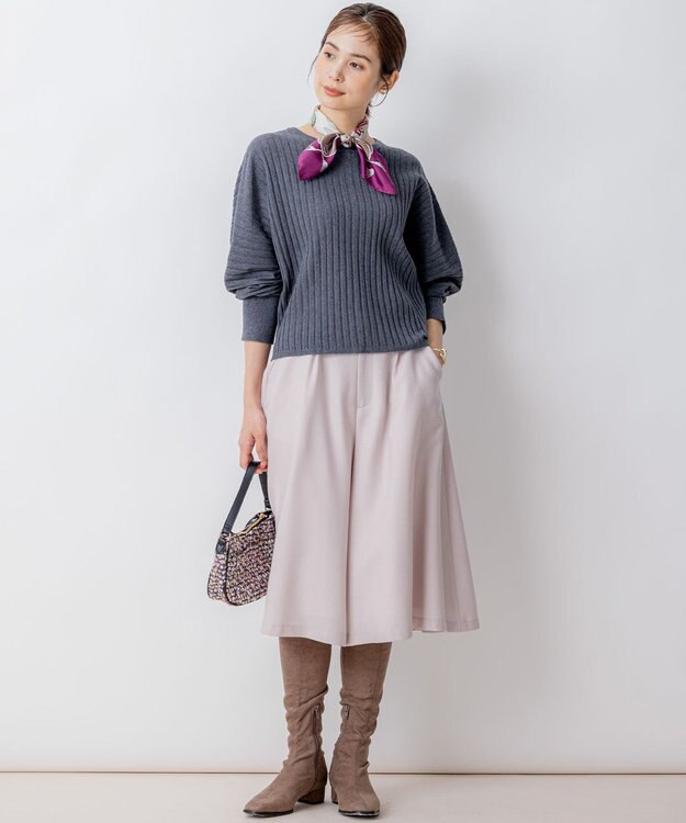 組曲 L 【WEB一部店舗限定】ウールジョーゼット キュロットパンツ ローズ系