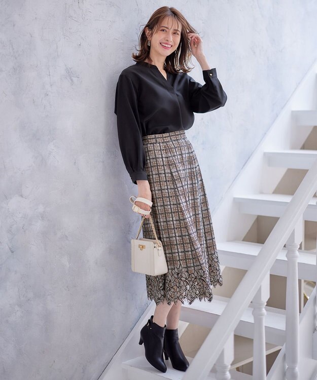 ANY SIS 【AIコラボ】スタンドカラースキッパー ブラウス ブラック