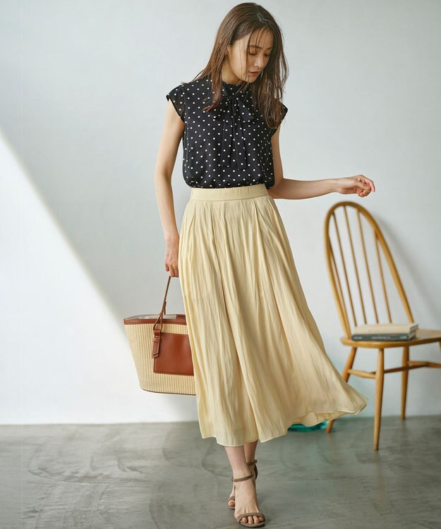 組曲 【WEB限定】ドットプリントデシン ボウタイ付きブラウス ブラック×オフ系5