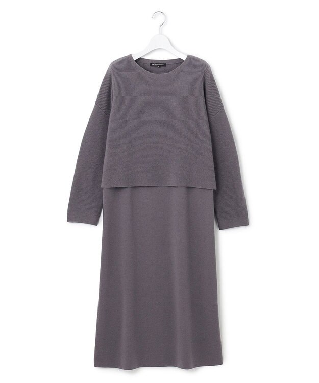 23区 【一部店舗限定/洗える】レイヤードニットツイン ワンピース グレー系