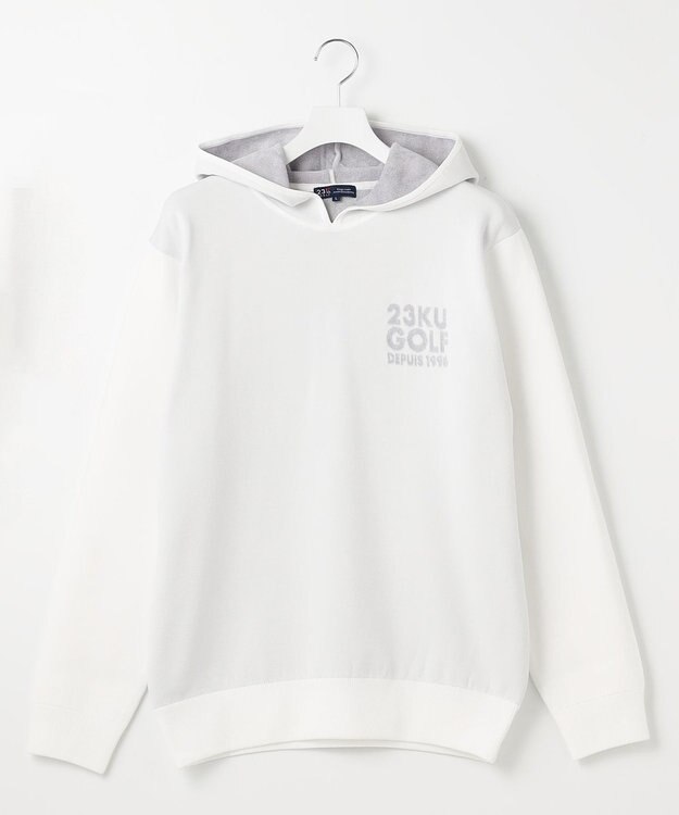 23区GOLF 【MEN】【ウォッシャブル】スヌード付き 裏モールパーカー ニット ホワイト系