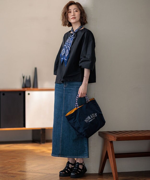 23区 S ナイロンコットンポプリン コンパクト ブラウス ブラック系