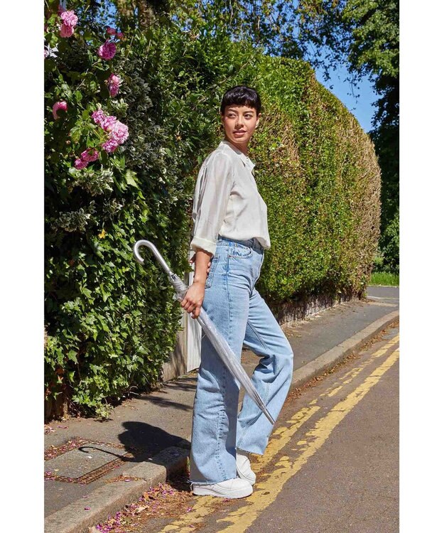 MOONBAT 【雑誌掲載／non・no】フルトン (FULTON) Birdcage ワンポイントロゴ 長傘 透明傘 シルバー