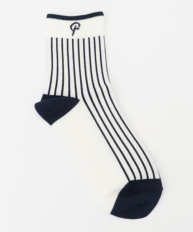 23区GOLF 【23Fondation】【WOMEN】ストライプ ショートソックス ネイビー系